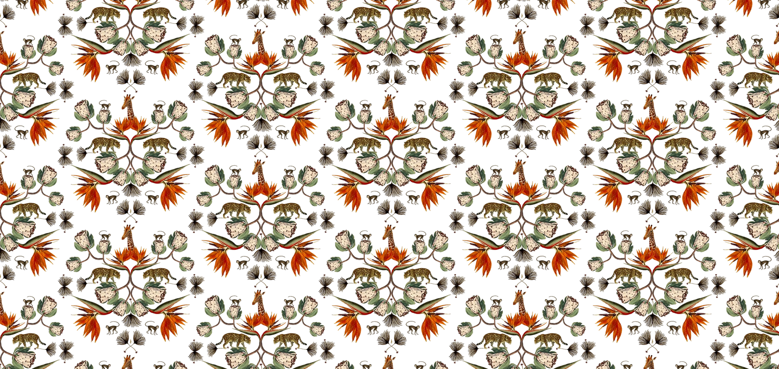 Ark Paper Studio Collection APS02 Strelitzia, Leopard, Giraffe & monkey transparent background print