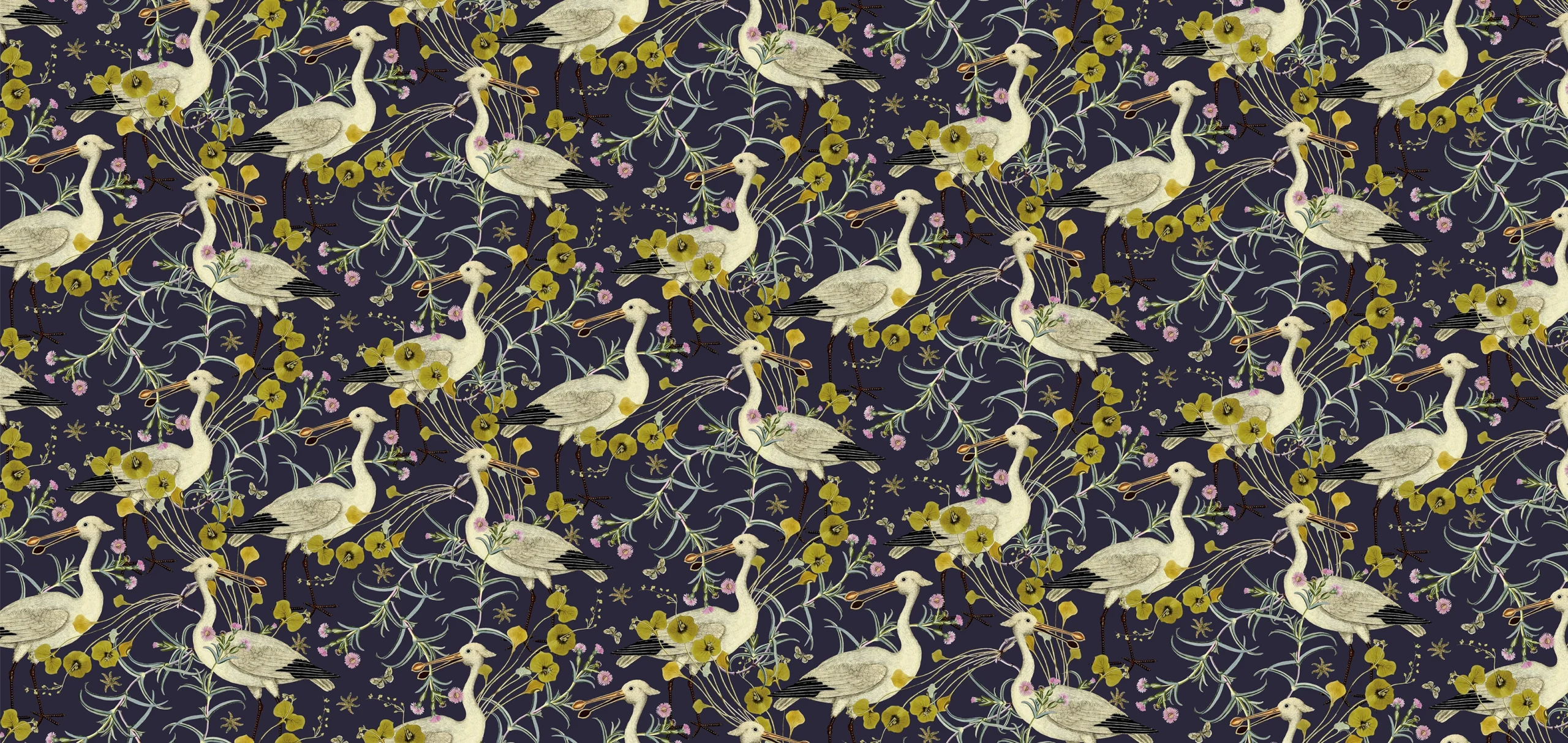 Ark Paper Studio Collection APS04 Ardeidae Heron with blue background print