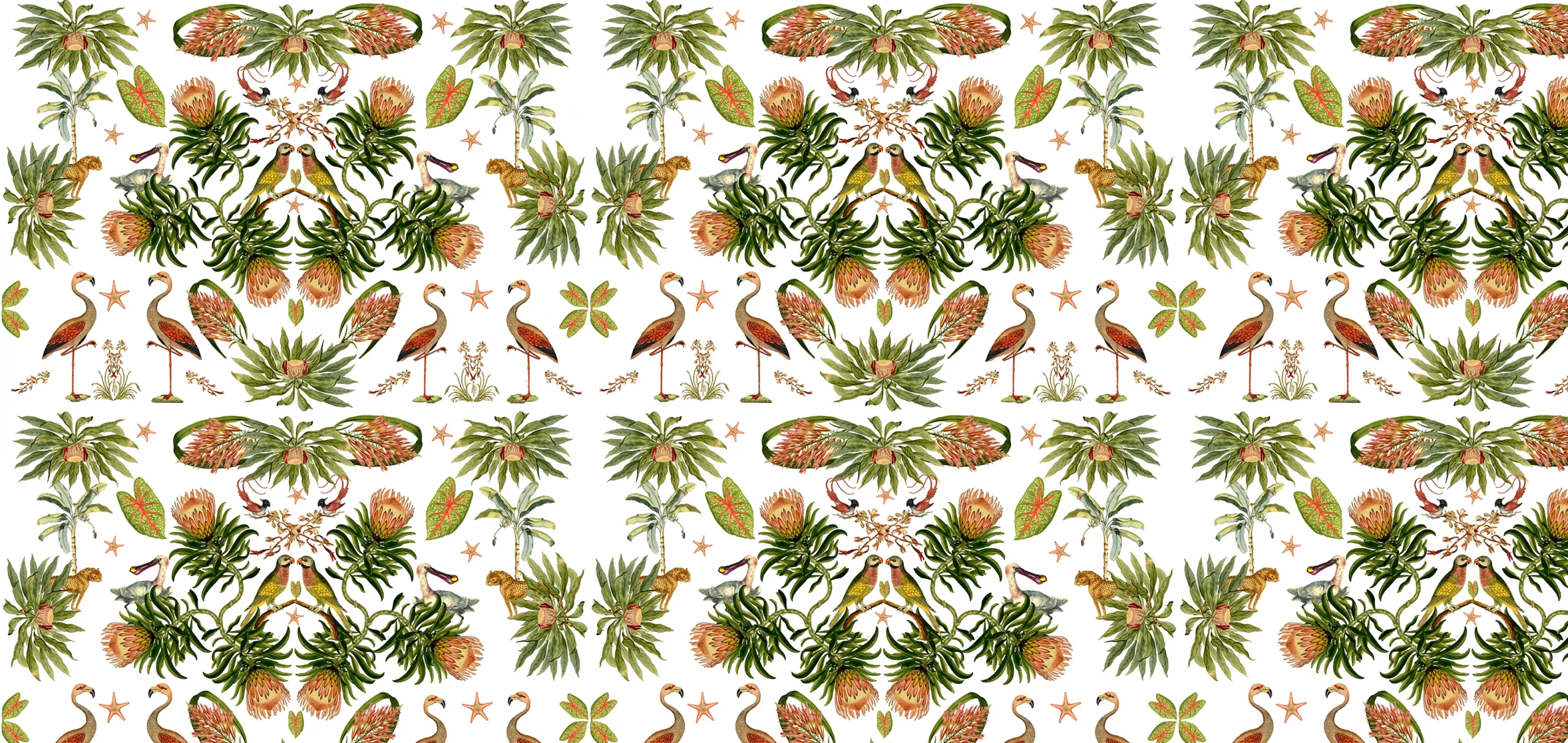 Ark Paper Studio Collection APS06 Flamingo, protea and greenery print