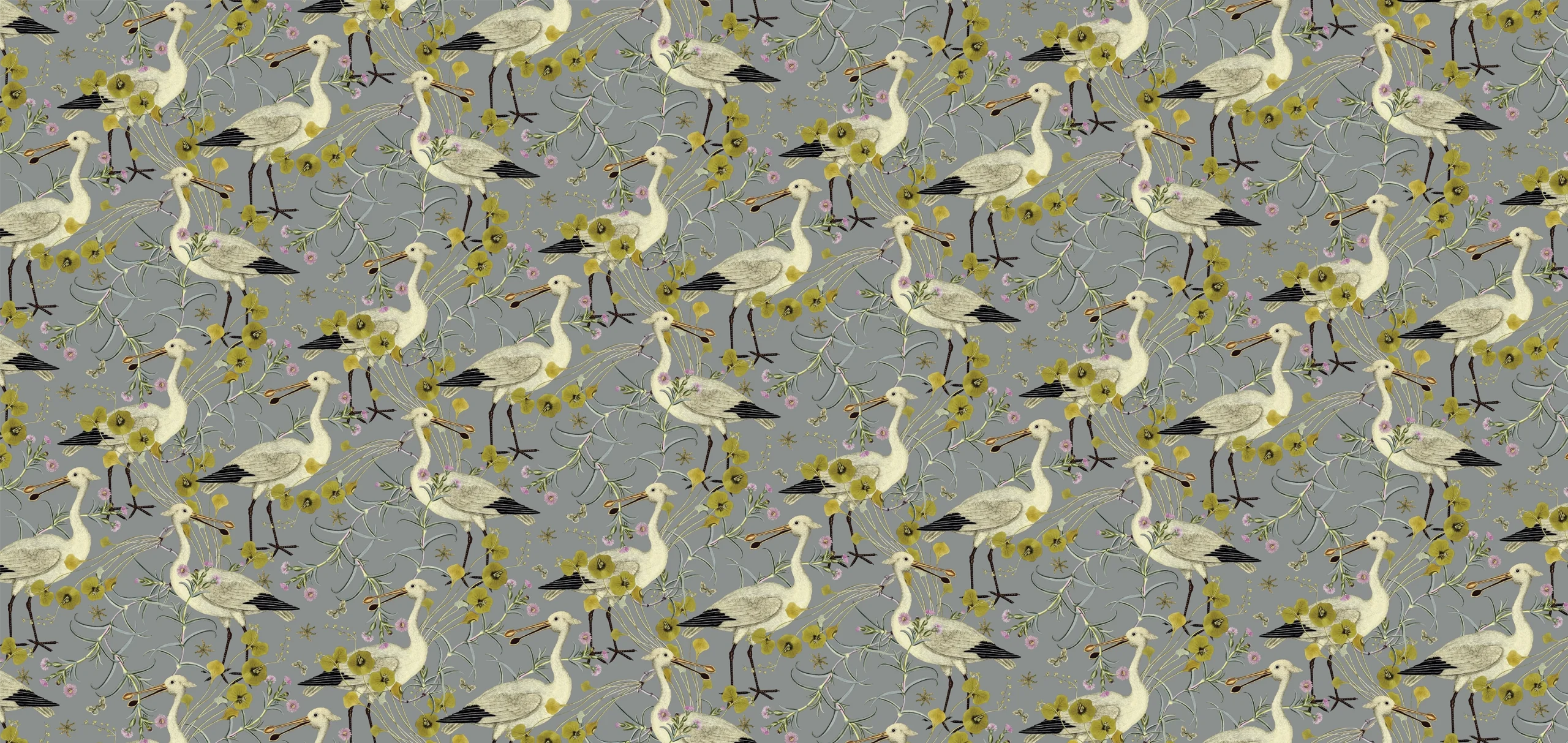 Ark Paper Studio Collection APS10 Ardeidae Heron with grey background print