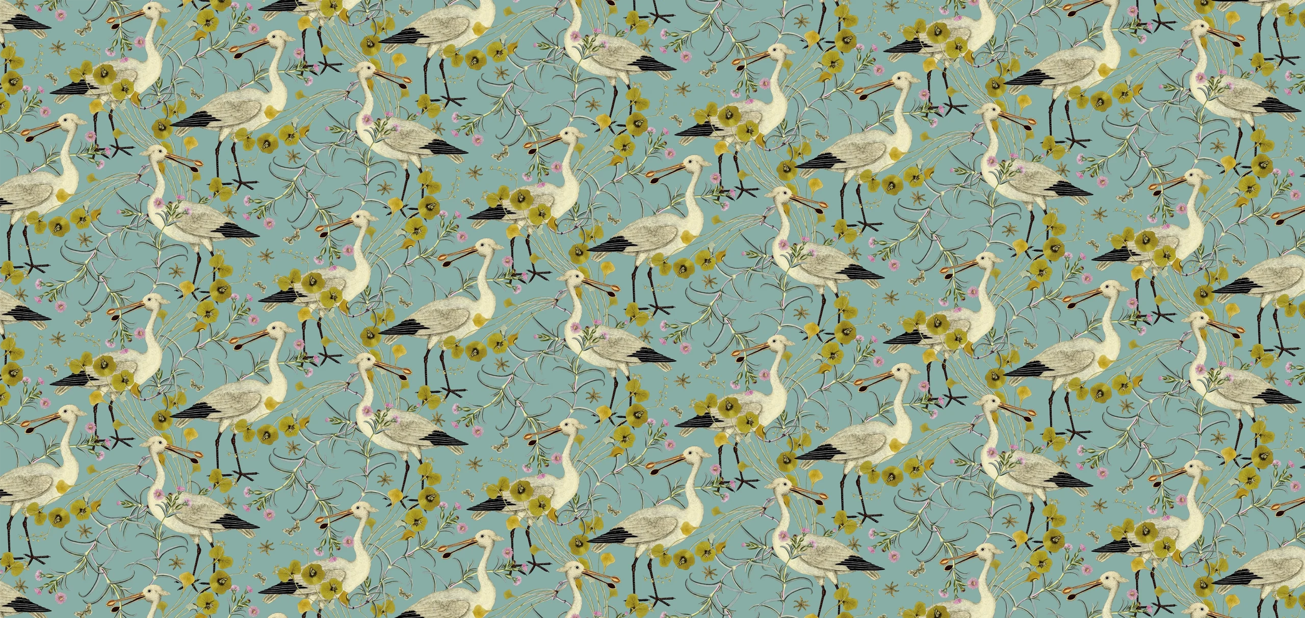 Ark Paper Studio Collection APS12 Ardeidae Heron with light blue background print